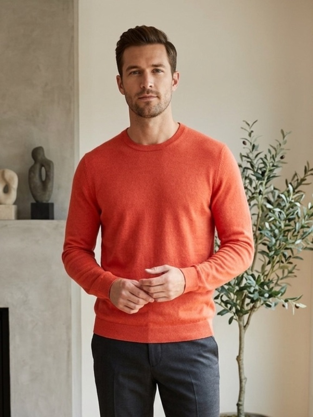 Banana Republic | Men's Orange Silk Cashmere Sweater | Sz M